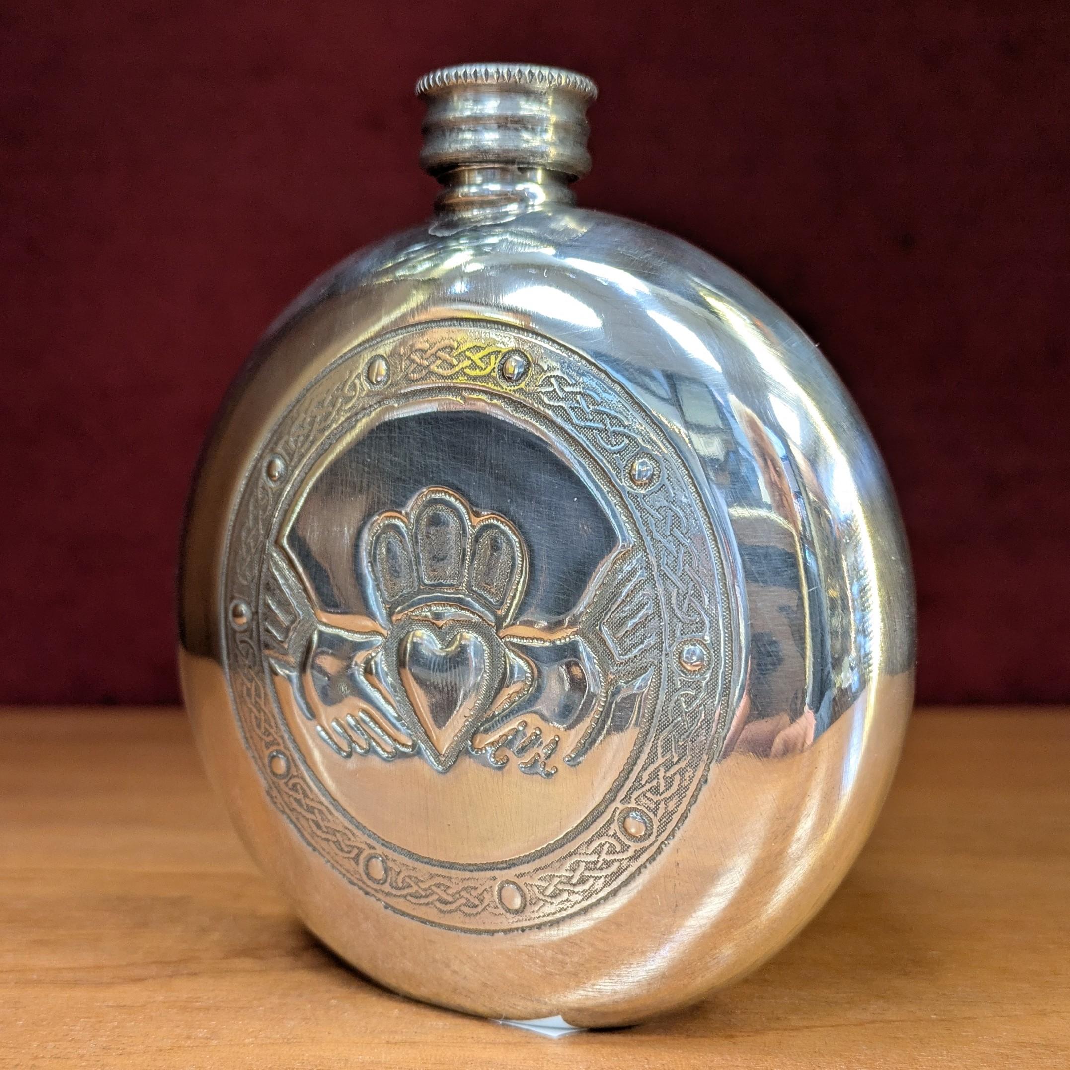 Pewter Claddach 6oz Hip Flask Pewter Claddach 6oz Hip Flask
