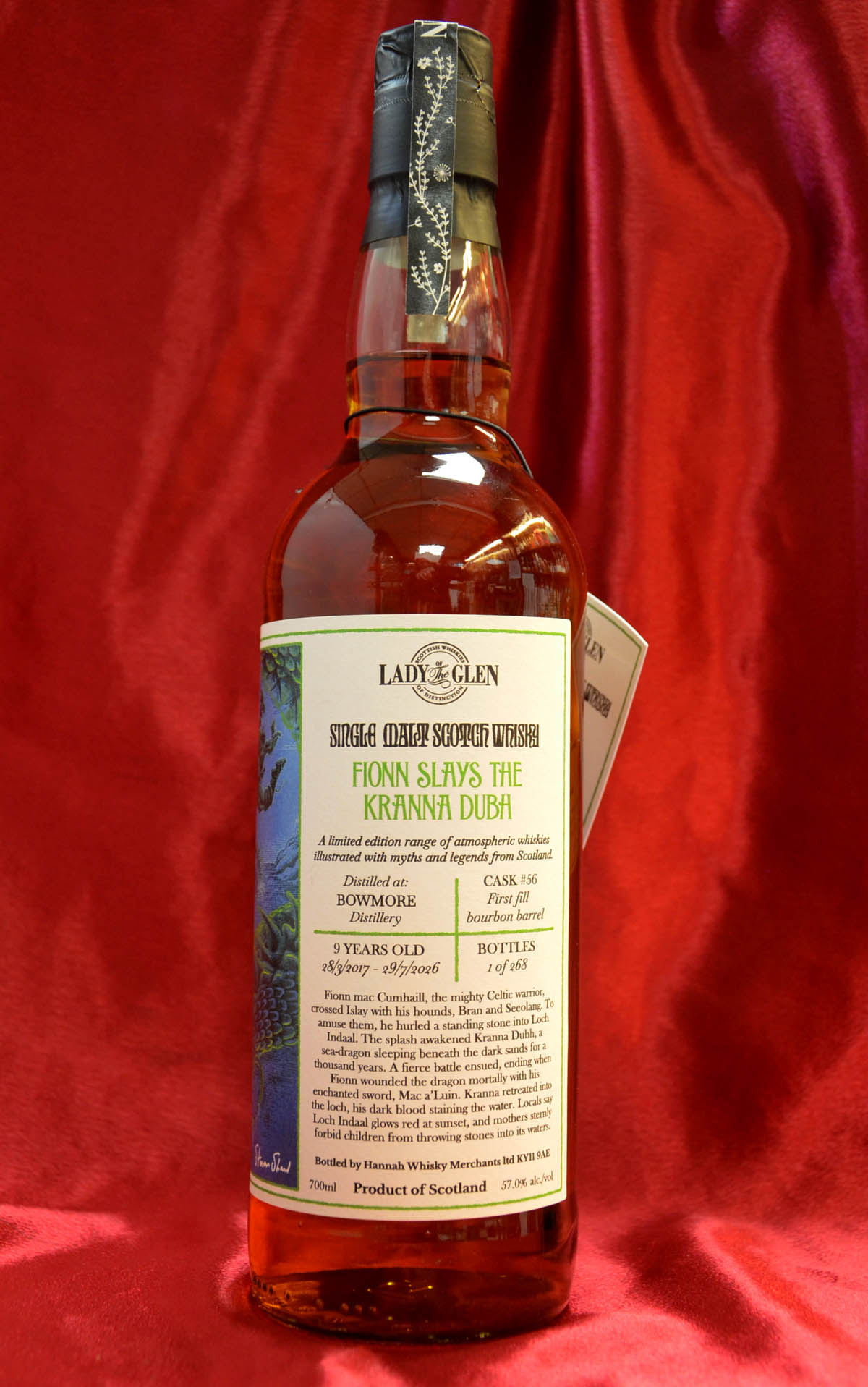 Lady of the Glen ‘Samhain Series: Fionn Slays the Kranna Dubh’ Bowmore 2017 (9 year old) 57% Lady of the Glen ‘Samhain Series: Fionn Slays the Kranna Dubh’ Bowmore 2017 (9 year old) 57%